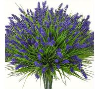 12 Piezas de Artificial Resistente a los UV con Flores de Lavanda - Arbustos de Follaje para Exteriores, Plantas de Plástico de para Colgar, , Decoración de Jardín en Casa () - Falsas