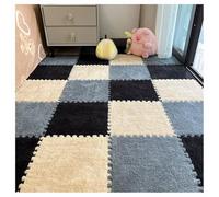 12 Piezas De Azulejos Entrelazados 30 X 30 Cm Felpa Rompecabezas Alfombrillas Antideslizantes con Borde para Suelo De Habitación(Apricot+Gray+Black,40pcs)