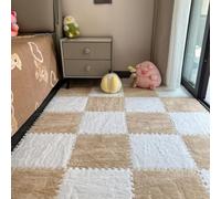 12 piezas de azulejos entrelazados - Tapetes de espuma de felpa esponjosos, suaves, antideslizantes, cortables, protectores para dormitorio, sala de estar, sala de juegos, tatami mesita de noche