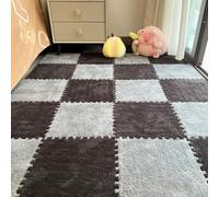 12 piezas de azulejos entrelazados - Tapetes de espuma de felpa esponjosos, suaves, antideslizantes, cortables, protectores para dormitorio, sala de estar, sala de juegos, tatami, mesita de noche