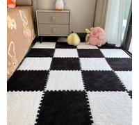 12 piezas de azulejos entrelazados - Tapetes de espuma de felpa esponjosos, suaves, antideslizantes, cortables, protectores para dormitorio, sala de estar, sala de juegos, tatami mesita de noche