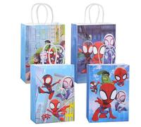 12 Piezas de Bolsas de Regalo para Fiesta, Bolsas de Regalo para Niños, Tamaño Aproximado 21.5x15x8cm, Bolsas de Papel con Asa, Bolsas de Regalo para Decoración de Fiesta de Cumpleaños de Niños
