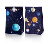 12 piezas de bolsas de regalo para fiestas temáticas de planetas, bolsas de papel para fiestas en el espacio exterior, Bolsas de regalos para fiestas temáticas del sistema solar