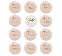 12 piezas de Bride to Be, Team Bride Utton Accesorios para Mujer, Botones para despedida de soltera, accesorios y bodas, fiestas de polterabend(rosa y blanco)