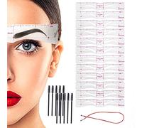12 piezas de ceja en forma de tarjetas, 10 pinceles negros, herramientas de dibujo para novatos, moldes de ceja montados