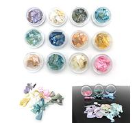 12 piezas de conchas iridiscentes en colores pastel para uñas o resina, resina UV, resina epoxi