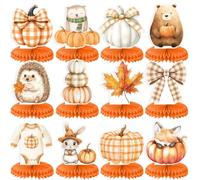 12 piezas de decoración de centro de mesa de panal de abejas para baby | Tema de otoño, decoración de baby shower de animales del bosque, diseño de panal de abeja, A Little Baby is On the Way