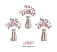 12 piezas de decoración de fiesta de cumpleaños de 80 años con purpurina en oro rosa - Hello 80 - Saludos a 80 años - Ochenta - 80 & Fabuloso - Palos de centro de mesa de feliz cumpleaños