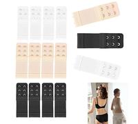 12 piezas de extensiones de sujetador con 2 ganchos - Extensiones de sujetador cómodas para mujer, cierre ajustable para espacio extra en colores negro, blanco y cuero