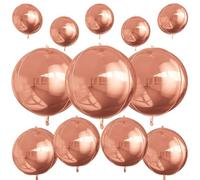 12 piezas de globos redondos de papel de aluminio oro rosa, globo de helio 4D de 56 cm, 38 cm, 25 cm, globo metálico de papel de aluminio rosa para cumpleaños, graduación, boda, aniversario, despedida