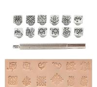 12 Piezas de Herramienta de Estampado de Punz¨®n de Plantilla, Herramienta de Fabricaci¨®n de Estampillas de Cuero para Manualidades Tang Dynastie Blumenmuster Pflanze Leder