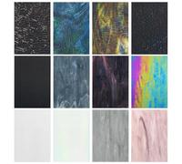 12 piezas de hojas de vidrieras, hojas de vidrieras catedrales de 10.2 x 15.2 cm, vidrio de burbuja artística, azulejos de mosaico para los amantes del bricolaje de vidrio (mezcla en blanco y negro)