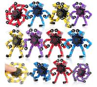 12 piezas de juguetes giratorios transformables para cesta de Pascua, cadena deformable DIY robot spinner sensorial para niños y niñas, artículos esenciales de cesta de Pascua, juguetes antiestrés de
