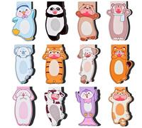 12 piezas de marca, marca de página magnética, accesorios de lectura lindos sobre el tema de los animales, ideal como regalo para niños, estudiantes y amantes de la lectura