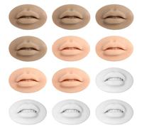 12 piezas de modelos de labios 3D, pieles de silicona suave para práctica de tatuajes, almohadillas de entrenamiento reutilizables en varios tonos para artistas
