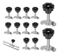 12 piezas de montaje de tornillo para carriles de aerolínea, M8 x 60, accesorio de riel de amarre galvanizado 500 daN, herraje de extremo único con tornillo de agarre en estrella para rieles de