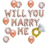 12 piezas de oro rosa "Will You Marry Me" Globo Set Propuesta Decoraciones para Baby Shower Bodas Cumpleaños Fiesta Fondo Decoraciones