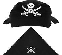 12 Piezas de Pañuelo de Pirata Braga de Cabeza de Capitán Negra para Fiesta Temática, Favores de Halloween y Niños (Estilo A)