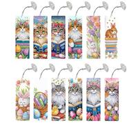 12 piezas de patrón de paisaje de animales DIY pintura de diamantes marcapáginas, diamantes con forma irregular, marcadores de pintura de diamante para principiantes, elección ideal para el hogar y la