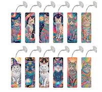 12 piezas de patrón de paisaje de animales DIY pintura de diamantes marcapáginas, diamantes con forma irregular, marcadores de pintura de diamante para principiantes, elección ideal para el hogar y la