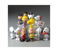 12 piezas de Peanuts Charlie Brown Snoopy Lucy Franklin Figura de adorno para tarta Juego de juguete