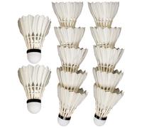 12 piezas de plumas de bádminton, volantes de recreación y entrenamiento de calidad para interiores y exteriores, rendimiento de precisión de vuelo, plumas de ganso de larga duración, tamaño estándar