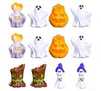 12 piezas de resina surtidas de Halloween para mini adornos para uso en interiores y jardines, figuras creativas para complementar temas navideños de temporada
