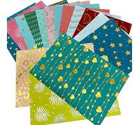 12 piezas de Tela Adhesiva Decorativa Manualidades Patchwork Colorida con Múltiples Diseños
