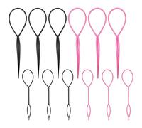 12 Piezas De Torcidos De Cola De Pelo, Herramienta De Trenzado Rápido, Herramienta Auxiliar De Peinado Diy, Adecuada Para Mujeres Y Niñas (Negro, Rosa).
