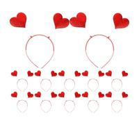 12 Piezas Diadema de Corazón Rojo Purpurina para San Valentín | Resina Plástica, Estilo Romántico y Bonito, para Cabello Corto o Largo, Fiestas de Cumpleaños y Despedidas