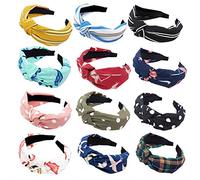 12 Piezas Diademas Mujer Nudo, Impreso Elástica Turbante Mujer Diademas, Bandas de Tela Para El Cabello Para Mujeres Niñas