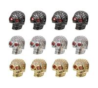 12 Piezas Dijes Espaciadores Calavera de Cobre | Cuentas Sueltas, Color Resistente, Adorno Educativo, Enseñar a Ensartar, Contar y Clasificar