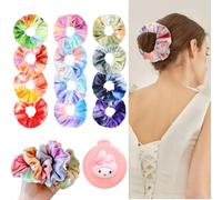 12 Piezas Elásticas Terciopelo para el pelo,1 Cepillo de Pelo de Viaje con Espejo, Bandas para el Cabello Velvet Elástico Scrunchy, Coleteros estilo scrunchie de terciopelo,Mini Cepillo Portátil