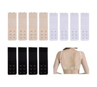 12 Piezas Extensiones para Sujetador, Alargador Sujetador 2 corchetes, Prolongadores Ajustables de Sujetador en Colores Negro, Blanco y Nudo, Accesorios Cómodos para Mayor Espacio y Ajuste