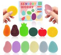 12 Piezas Fidget Toys Piedras Sensoriales Juguetes Antiestrés, Piedra Sensorial de Silicona, Toys Sensory Stones, Juguetes Fidget para Aliviar la Ansiedad Estrés TDAH y Autismo para Adultos y Niños
