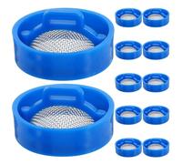 12 Piezas Filtro de Entrada de Lavadora Kit de Malla | Manguera de Agua Fría y Caliente, Repuesto de Plástico y Acero Inoxidable, Color Azul