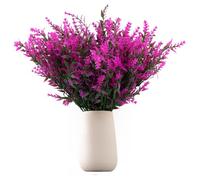 12 Piezas Flores Artificiales de Lavanda,Ramo de Flores Artificiales Morado,Lavanda Flor de Plastico,Falsas Arbustos Plantas para Exterior Interior Boda Fiesta Jardín Oficina Ventana Porche (Fucsia)