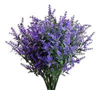 12 Piezas Flores Artificiales de Lavanda,Ramo de Flores Artificiales Morado,Lavanda Flor de Plastico,Falsas Arbustos Plantas para Exterior Interior Boda Fiesta Jardín Oficina Ventana Porche (Púrpura)