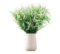 12 Piezas Flores Artificiales de Lavanda,Ramo de Flores Artificiales Morado,Lavanda Flor de Plastico,Falsas Arbustos Plantas para Exterior Interior Boda Fiesta Jardín Oficina Ventana Porche (Blanco)