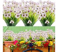 12 Piezas Flores Artificiales Exteriores Flor Falsas Arbustos Verdes Resistentes a Los Rayos UV Plantas No Se Decolora Plantas Plástico en Exterior Interior Decoración de Jardín Ventana Porche Cocina