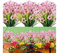 12 Piezas Flores Artificiales Flor Falsas Arbustos Verdes Resistentes a Los Rayos UV Plantas Flores de Plástico en Interiores y Exteriores para Hogar Jardín Ventana Porche Colgantes Plantas Decoración