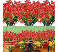 12 Piezas Flores Artificiales para Exteriores Flor Falsas para Decoración Resistentes a Los Rayos UV Flores Violeta Artificiales Exterior Interior para Casa Jardín Ventana Porche Cocina Arbustos Boda