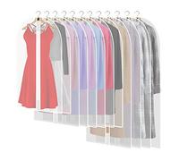 12 Piezas Fundas de Ropa, Bolsa de Ropa A Prueba de Polvo, Impermeables y con Humedad, Funda Abrigo Ropa Trajes Lavable y Diseño de Cremallera para Vestidos de Fiesta, Trajes, Abrigos,etc(Blanco)