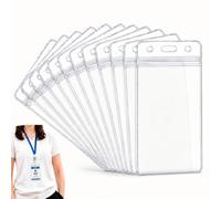 12 Piezas Fundas Transparente Verticales para Tarjetas, 6,5 x 11,5 cm, Impermeables y Resellables, para Tarjetas de Estudiantes, Tarjetas de Visita, Pases de Autobús, Expositores Comerciales