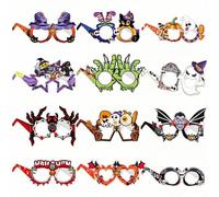 12 Piezas Gafas Halloween, Cosplay Fiesta Halloween Favor para niños y Adultos Gafas Telaraña de Calabaza Sombrero de murciélago Fantasma Gafas de Globo Ocular de Calavera