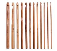 12 Piezas Ganchos de Ganchillo de Madera, Juego de Ganchos de Ganchillo de Madera Natural Segura, Kit de Agujas de Tejer de un Solo Punto para Principiantes de Manualidades de Bricolaje, Ki
