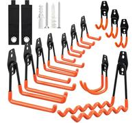 12 Piezas Ganchos Para Colgar Doblede Resistentes, Colgador Pared Bicicleta con 2 Bridas Cables, 24 Tornillo, Gancho Pesados Garaje para Bicicletas, Artículos Granel, Herramientas, Escaleras(Naranja)