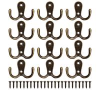 12 Piezas Ganchos Percheros de Pared, Ganchos de Dobles con Tornillo Colgadores con 24 tornillos, para Baño Cocina Oficina, para Colgar Ropa Abrigo Perchero Pared, Cocina Colgadores, Perchas Vintage