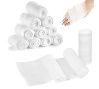 12 Piezas Gasas Rollos Venda 7.5cmx4.5m Banda Venda，Cinta Venda，Flexible Vendas profesional，Cinta Adhesiva Deportiva，Cinta deportiva (Blanco)