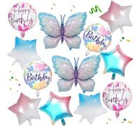 12 Piezas Globos Cumpleaños de Mariposa,Decorativos de Cumpleaños Mariposa, Globos de Decorativos Mariposa,Globos de Aluminio, para Cumpleaños Niñas Fiestas Baby Shower Decoración de Fiesta